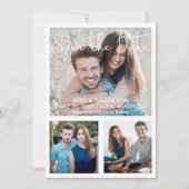 Moderne elegante drie foto's handgeschreven bruilo save the date (Voorkant)