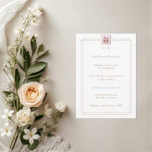 Moderne Elegante Dubbel Geluk Chinees Huwelijk Kaart