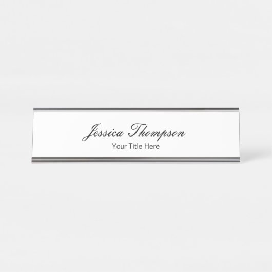 Moderne Elegante Duidelijke Eenvoudige Professione Bureau Naambordje (Voorkant)