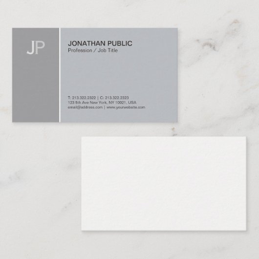 Moderne Elegante Duidelijke Monogram Grijze Harmon Visitekaartje (Voorkant / Achterkant)