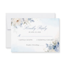 Moderne Elegante Dusty Blue Floral Wedding RSVP Ka