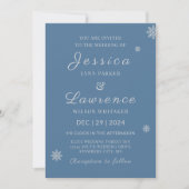Moderne Elegante Dusty Blue Silver Winter Wedding Kaart (Voorkant)