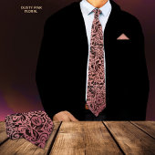 Moderne Elegante Dusty Roze Bloemen Patroon Monogr Stropdas