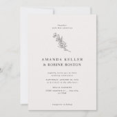 Moderne Elegante Eenvoudige Bloem Huwelijksuitnodi Kaart (Voorkant)