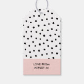 Moderne Elegante Eenvoudige Blush Roze Polka Dot Cadeaulabel (Voorkant)