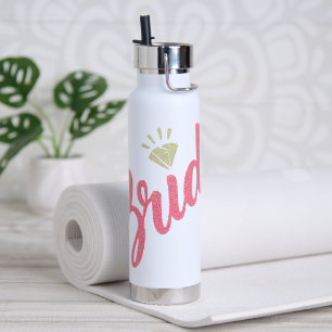 Moderne Elegante Eenvoudige Bruid Glitterige Roze Waterfles