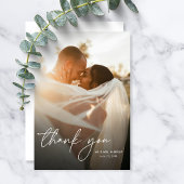 Moderne Elegante Eenvoudige Chic 2 Foto's Huwelijk Bedankkaart