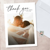 Moderne Elegante Eenvoudige Chic Script 2 Fotobrui Bedankkaart