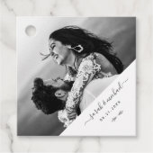 Moderne Elegante Eenvoudige Foto Bruiloft Dank u Bedankjes Labels (Voorkant)