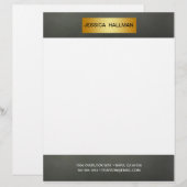 Moderne Elegante Eenvoudige Gouden Bar Briefhoofd (Voorkant / Achterkant)