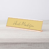 Moderne Elegante Eenvoudige Gouden Kleurencalligra Bureau Naambordje (Voorkant)