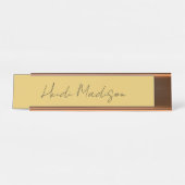 Moderne Elegante Eenvoudige Gouden Kleurencalligra Bureau Naambordje (Voorkant)