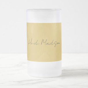 Moderne Elegante Eenvoudige Gouden Kleurencalligra Matglas Bierpul