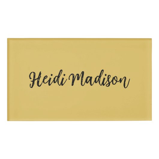 Moderne Elegante Eenvoudige Gouden Kleurencalligra Naambadge (Voorkant)