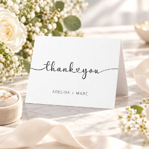 Moderne Elegante Eenvoudige Harten Script Bruiloft Bedankkaart