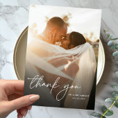 Moderne Elegante Eenvoudige Kalligrafie Fotobruilo Bedankkaart