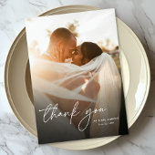 Moderne Elegante Eenvoudige Kalligrafie Fotobruilo Bedankkaart