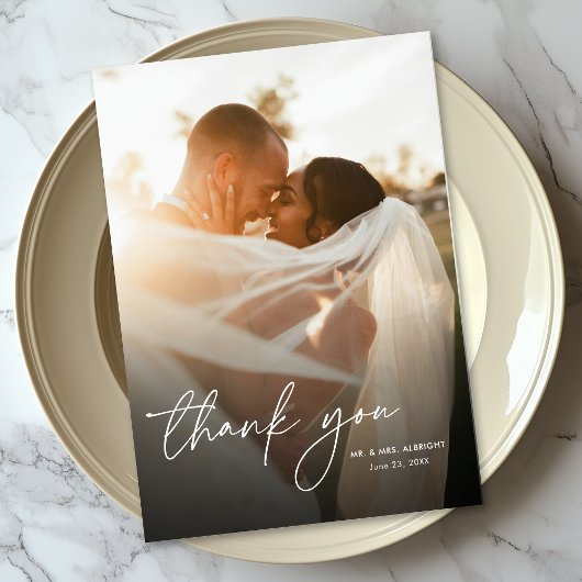 Moderne Elegante Eenvoudige Kalligrafie Fotobruilo Bedankkaart