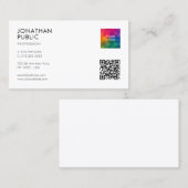Moderne Elegante Eenvoudige Logo QR Code Professio Visitekaartje (Voorkant / Achterkant)