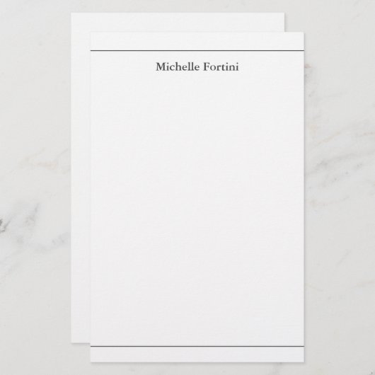 Moderne Elegante Eenvoudige Minimalist Briefpapier (Voorkant / Achterkant)