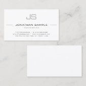 Moderne, elegante, eenvoudige monogram visitekaartje (Voorkant / Achterkant)
