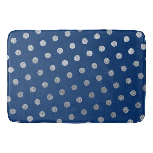Moderne Elegante Eenvoudige Navy Blauwe Zilveren S Badmat (Voorkant)