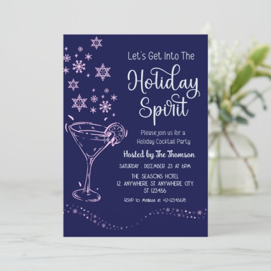 Moderne Elegante Eenvoudige Navy Roze Vakantie Coc Kaart (Staand voorkant)