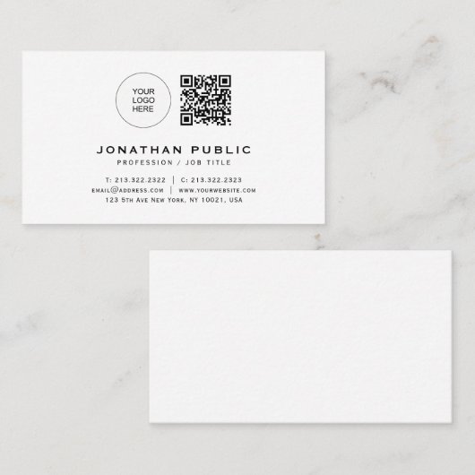 Moderne elegante eenvoudige ontwerp uw aangepaste visitekaartje (Voorkant / Achterkant)