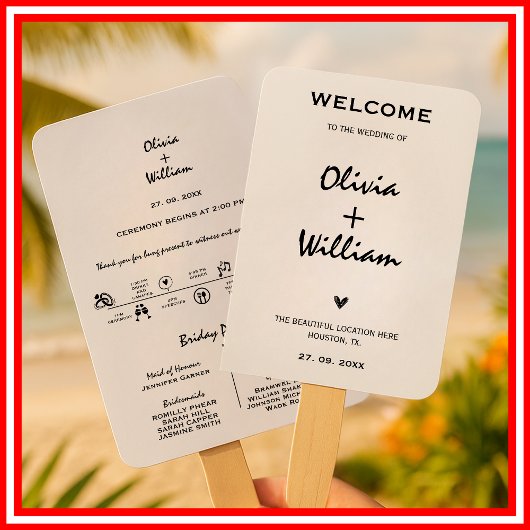 Moderne Elegante Eenvoudige Orde van Dienst Trouwc Handwaaier