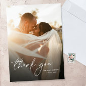 Moderne Elegante Eenvoudige Portretfoto Bruiloft Bedankkaart