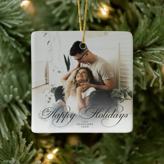 Moderne Elegante Eenvoudige Prettig Kerst Script F Keramisch Ornament (Boom)