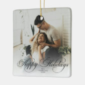 Moderne Elegante Eenvoudige Prettig Kerst Script F Keramisch Ornament (Links)