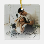 Moderne Elegante Eenvoudige Prettig Kerst Script F Keramisch Ornament (Voorkant)
