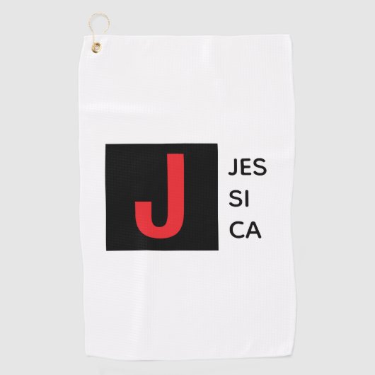 Moderne Elegante Eenvoudige Professionele Monogram Golfhanddoek (Voorkant)