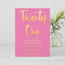 Moderne Elegante Eenvoudige Roze 21e Verjaardagsfe