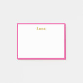 Moderne Elegante Eenvoudige Roze Grens Gouden Retr Post-it® Notes (Voorkant)
