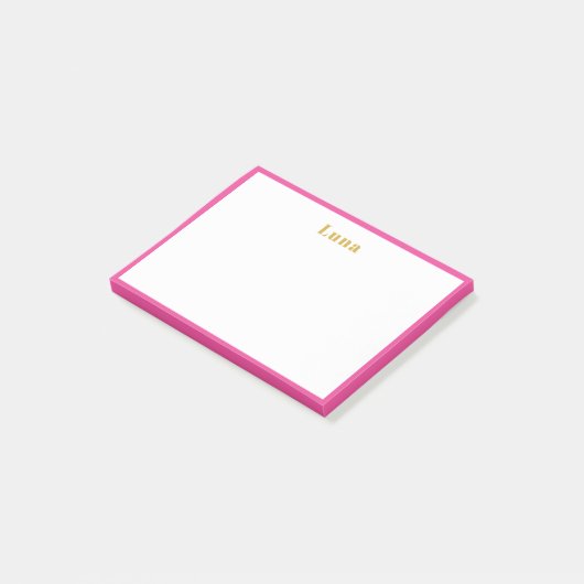 Moderne Elegante Eenvoudige Roze Grens Gouden Retr Post-it® Notes (Schuin)
