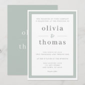 Moderne Elegante Eenvoudige Sage Groene Grens Huwe Kaart (Voorkant / Achterkant)