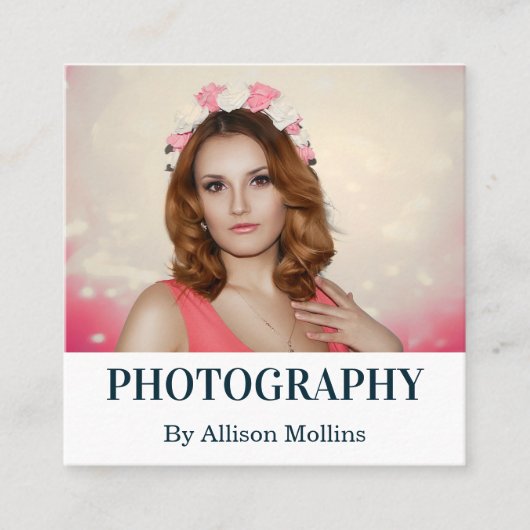 Moderne Elegante Eenvoudige & Schone Fotografie Vierkante Visitekaartje (Voorkant)