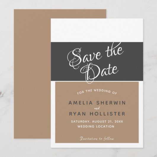Moderne Elegante Eenvoudige Script Save the Date K Kaart (Voorkant / Achterkant)