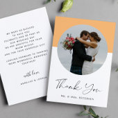 Moderne elegante, eenvoudige scriptfotobruiloft bedankkaart