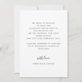 Moderne elegante, eenvoudige scriptfotobruiloft bedankkaart (Achterkant)