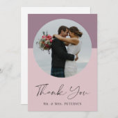 Moderne elegante, eenvoudige scriptfotobruiloft bedankkaart (Voorkant / Achterkant)
