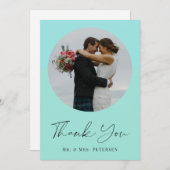 Moderne elegante, eenvoudige scriptfotobruiloft bedankkaart (Voorkant / Achterkant)