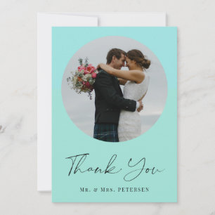 Moderne elegante, eenvoudige scriptfotobruiloft bedankkaart