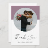 Moderne elegante, eenvoudige scriptfotobruiloft bedankkaart (Voorkant / Achterkant)