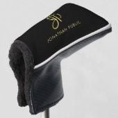 Moderne Elegante Eenvoudige Sjabloon Gouden Monogr Golfheadcover (3/4 voorkant)