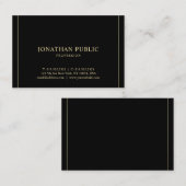 Moderne Elegante Eenvoudige Sjabloon Gouden Tekst  Visitekaartje (Voorkant / Achterkant)