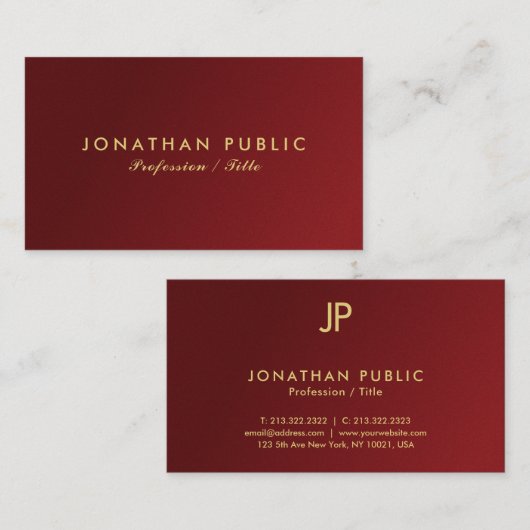 Moderne elegante eenvoudige Sjabloon van uw aangep Visitekaartje (Voorkant / Achterkant)