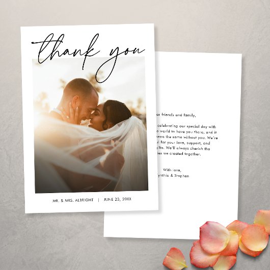 Moderne Elegante Eenvoudige Stijlvolle Script Foto Bedankkaart